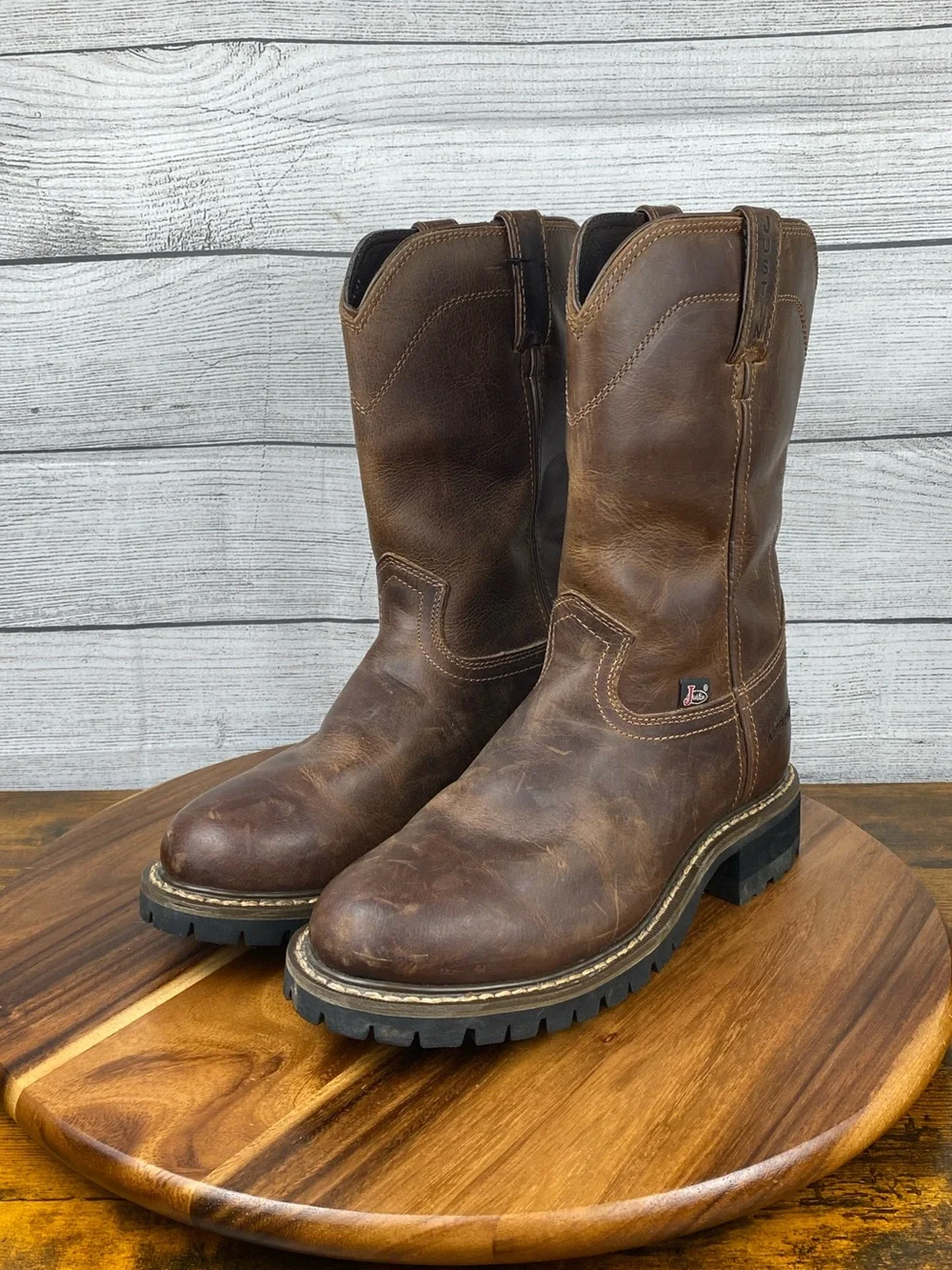 Justin Worker II Rugged Round Toe Wellington Waterproof Work Boot Men’s Size 9 D
